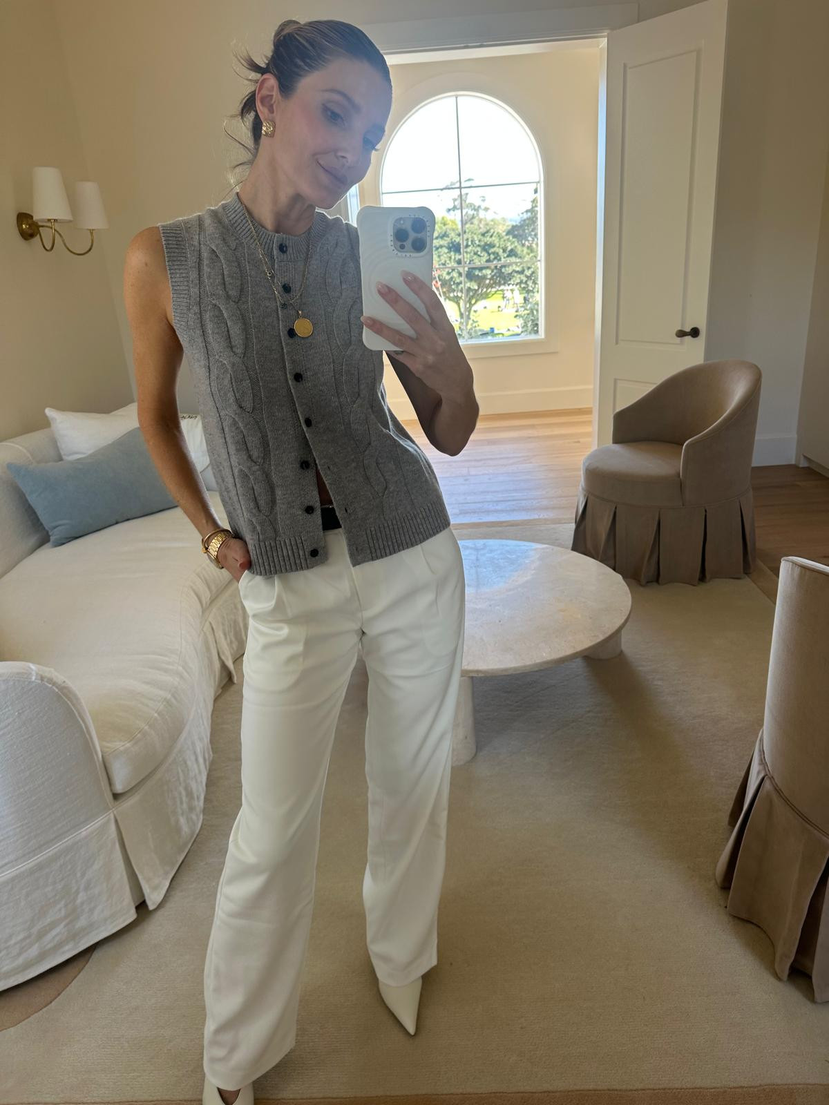 Grey Sportscraft knit paired with white Henne pants 🤍 

 #LTKaustralia #LTKspring #LTKstyletip