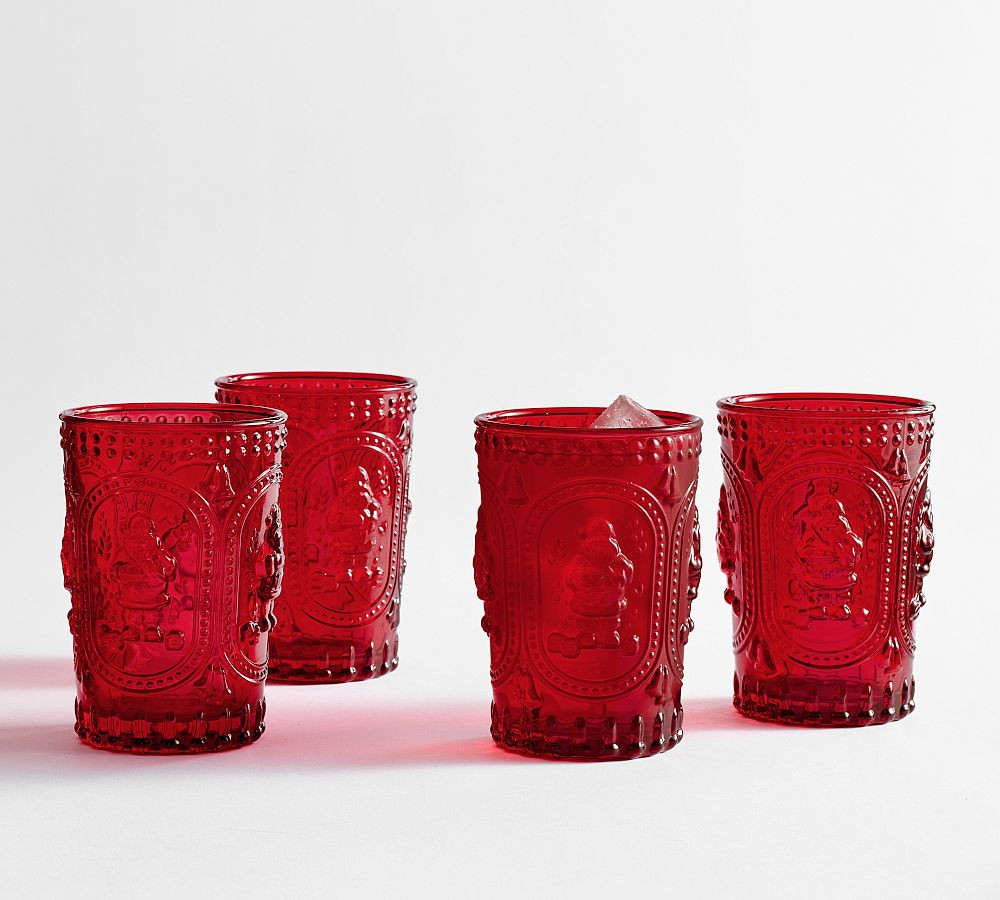 Santa Embossed Cocktail Glasses | Pottery Barn (US)