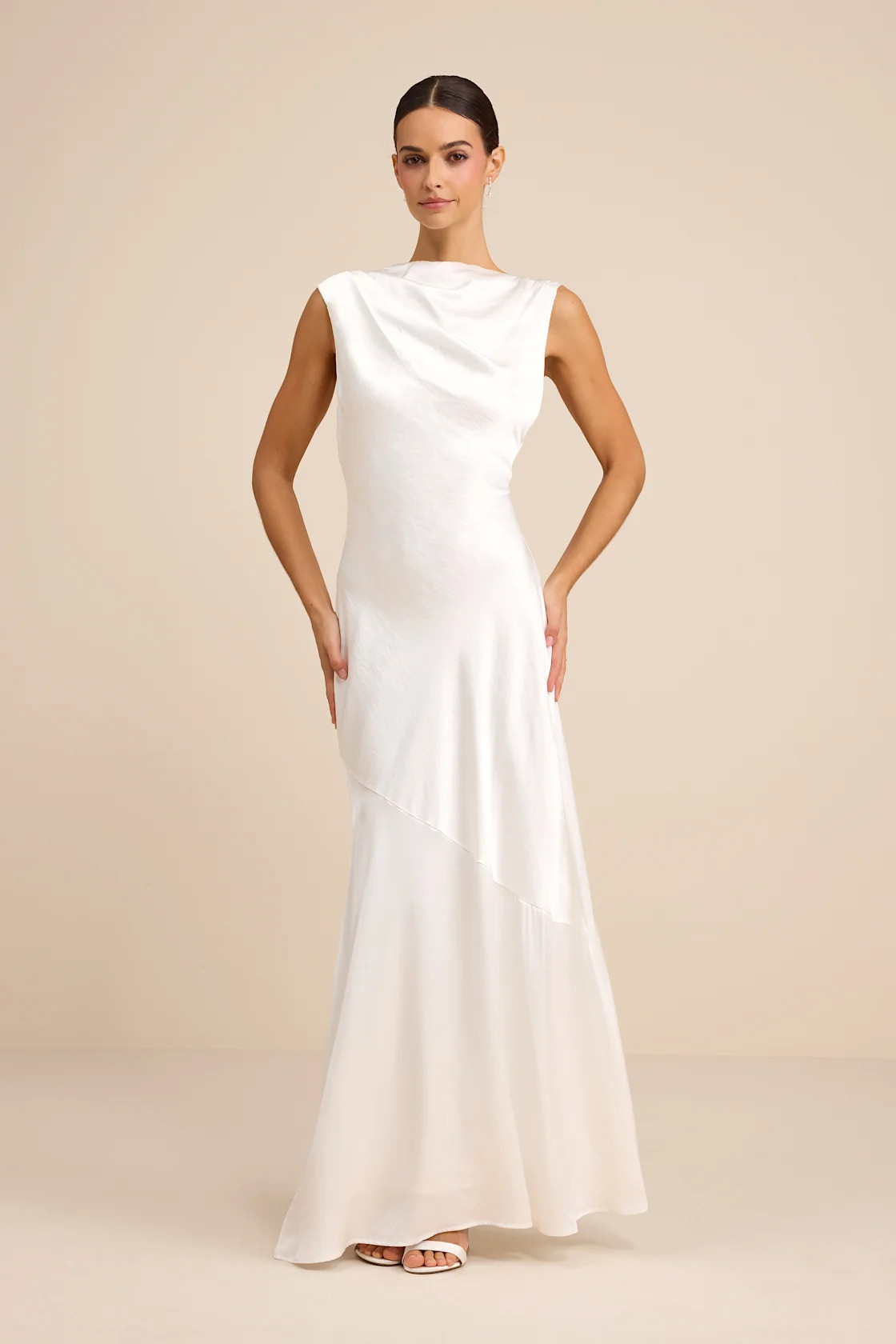 Taniya White Satin Tie-Back Maxi Dress | Lulus