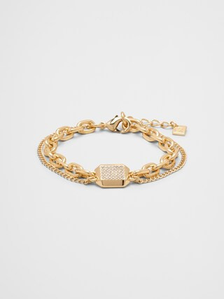 Layered Pave Square Chain Bracelet | Banana Republic Factory