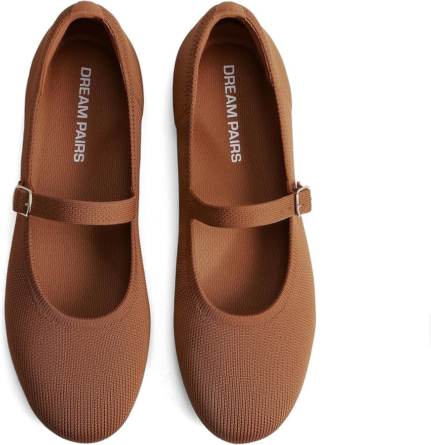 DREAM PAIRS Women's Mary Jane Ballet Flat Shoes Dressy Foldable Knit Flats with Arch Support Comf... | Amazon (US)