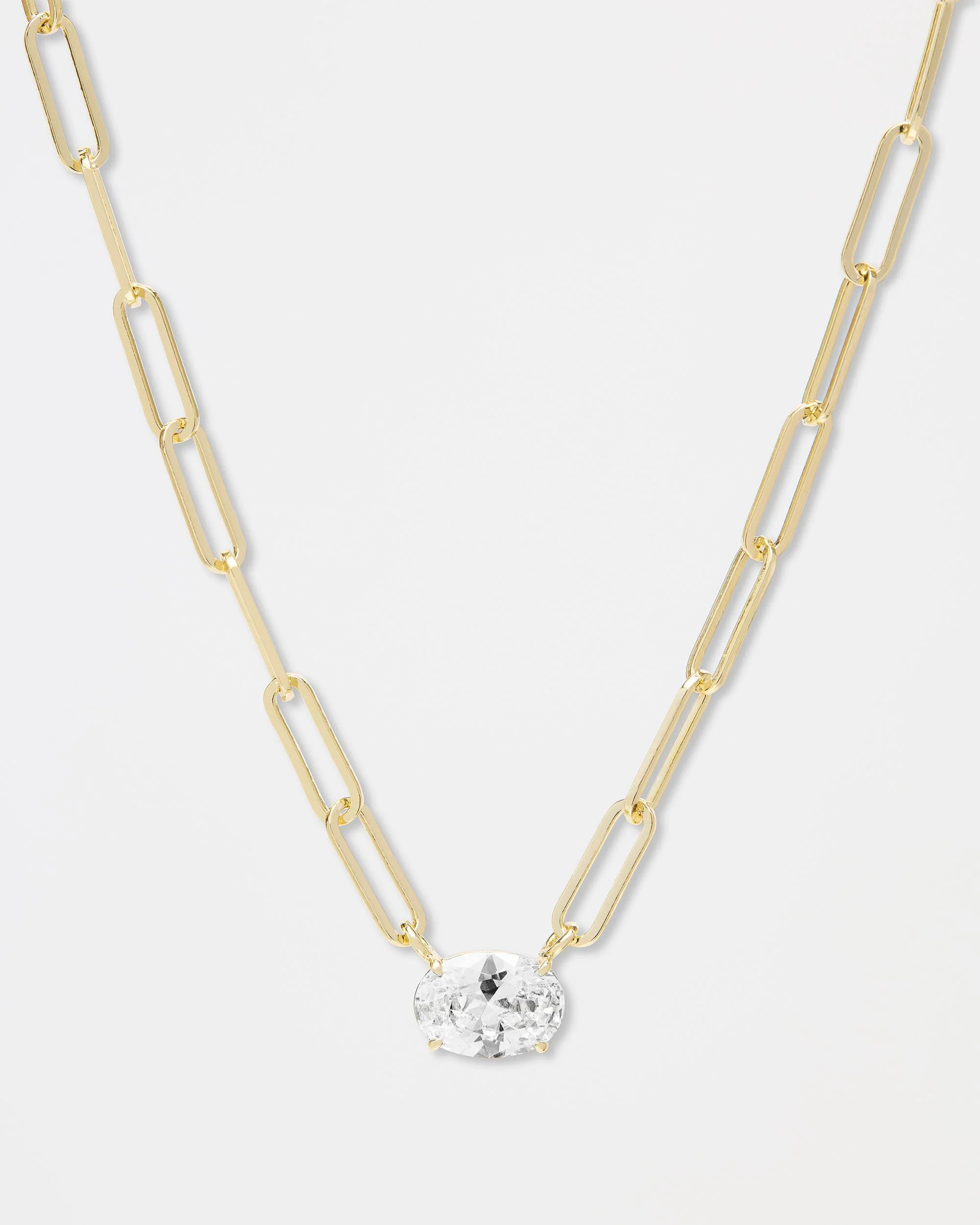 Hello Gorgeous Samantha Chain Necklace - Gold|White Diamondettes | Melinda Maria Jewelry