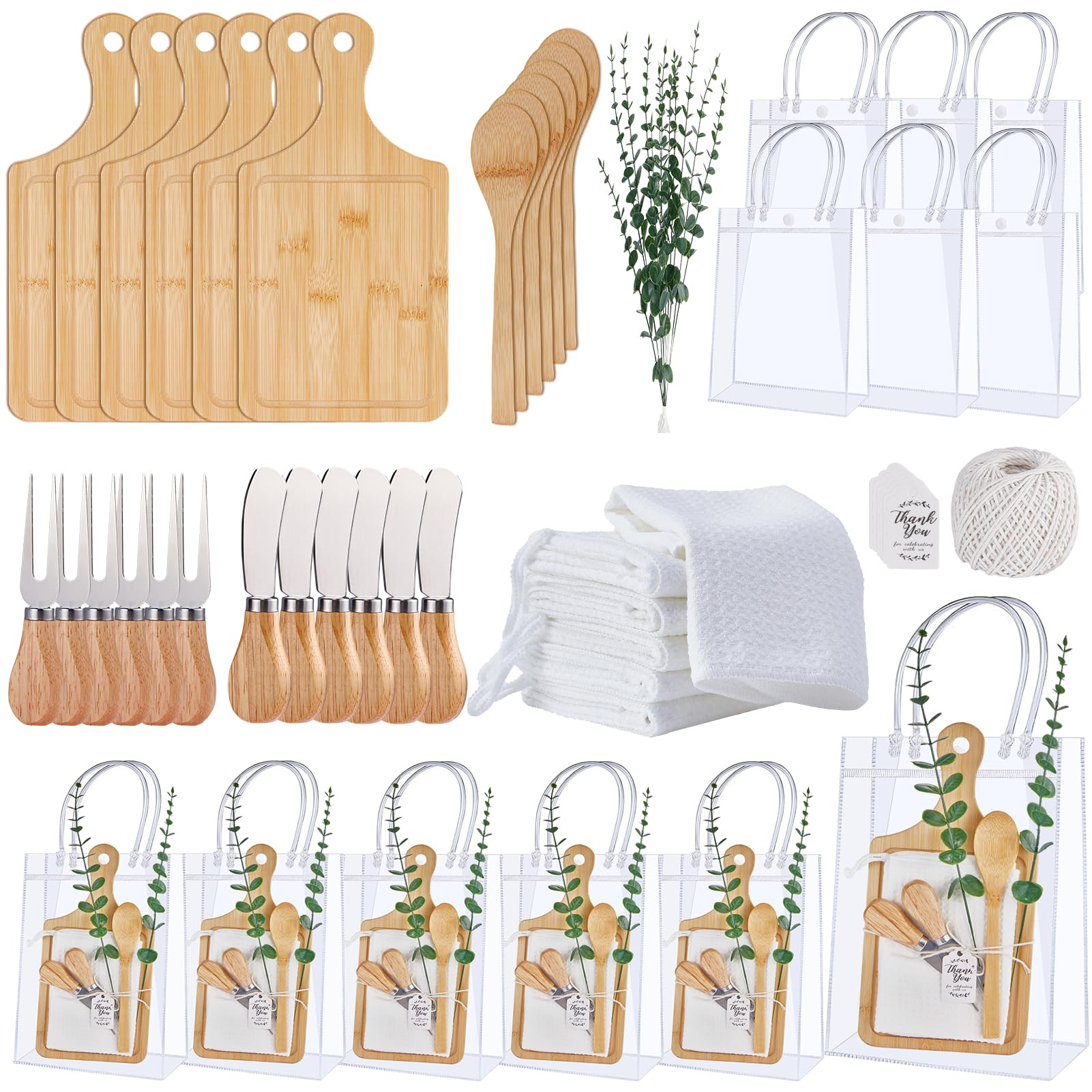 55Pcs Baby Shower Prizes for Game Winners 6 Sets Bamboo Cheese Board Spoon Fork Butter Spreaders ... | Amazon (US)