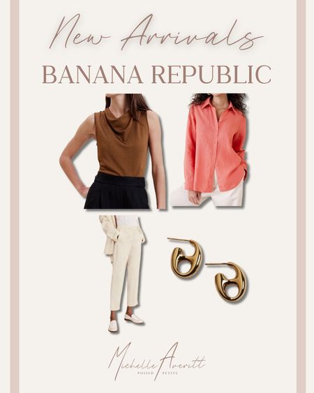 More great new arrivals I am loving at Banana Republic. 

Cowl neck top, linen button down shirt, linen pants, gold earrings

#LTKworkwear #LTKSeasonal #LTKstyletip