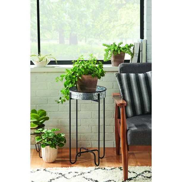Better Homes & Gardens 12.2" Galvanized Collapsible Plant Stand | Walmart (US)