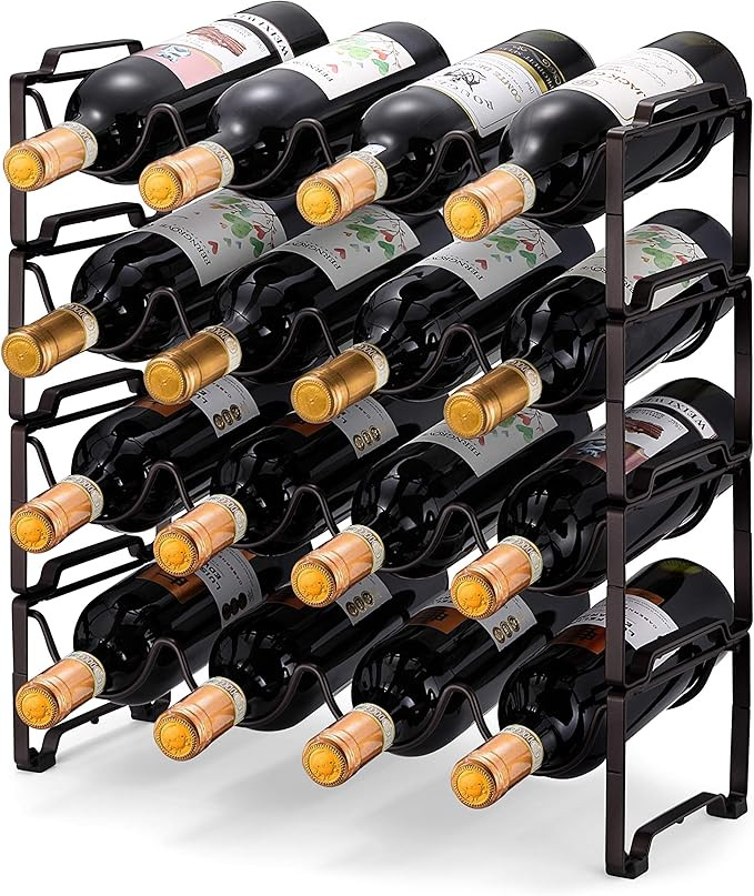 Simple Trending 4-Tier Stackable Wine Rack, Standing Bottles Holder Organizer, Wine Storage Shelf... | Amazon (US)