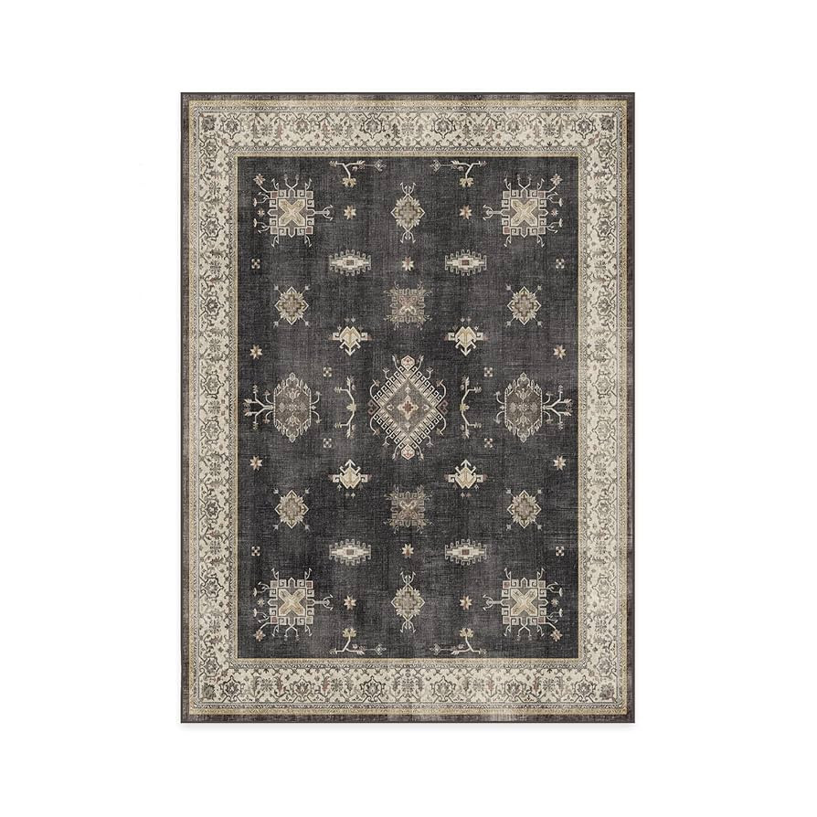 RUGGABLE Washable Vintage Area Rug – Verena Dark Wood 5x7, Stain-Resistant, Non-Slip with Stand... | Amazon (US)