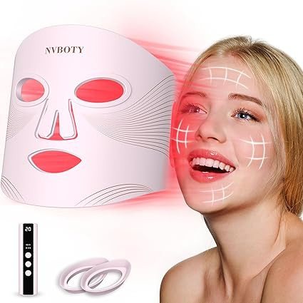 LED Face Mask Light Therapy, 4 Modes Portable Red Light Therapy for Face, 2000mAh Rechargeable Re... | Amazon (US)