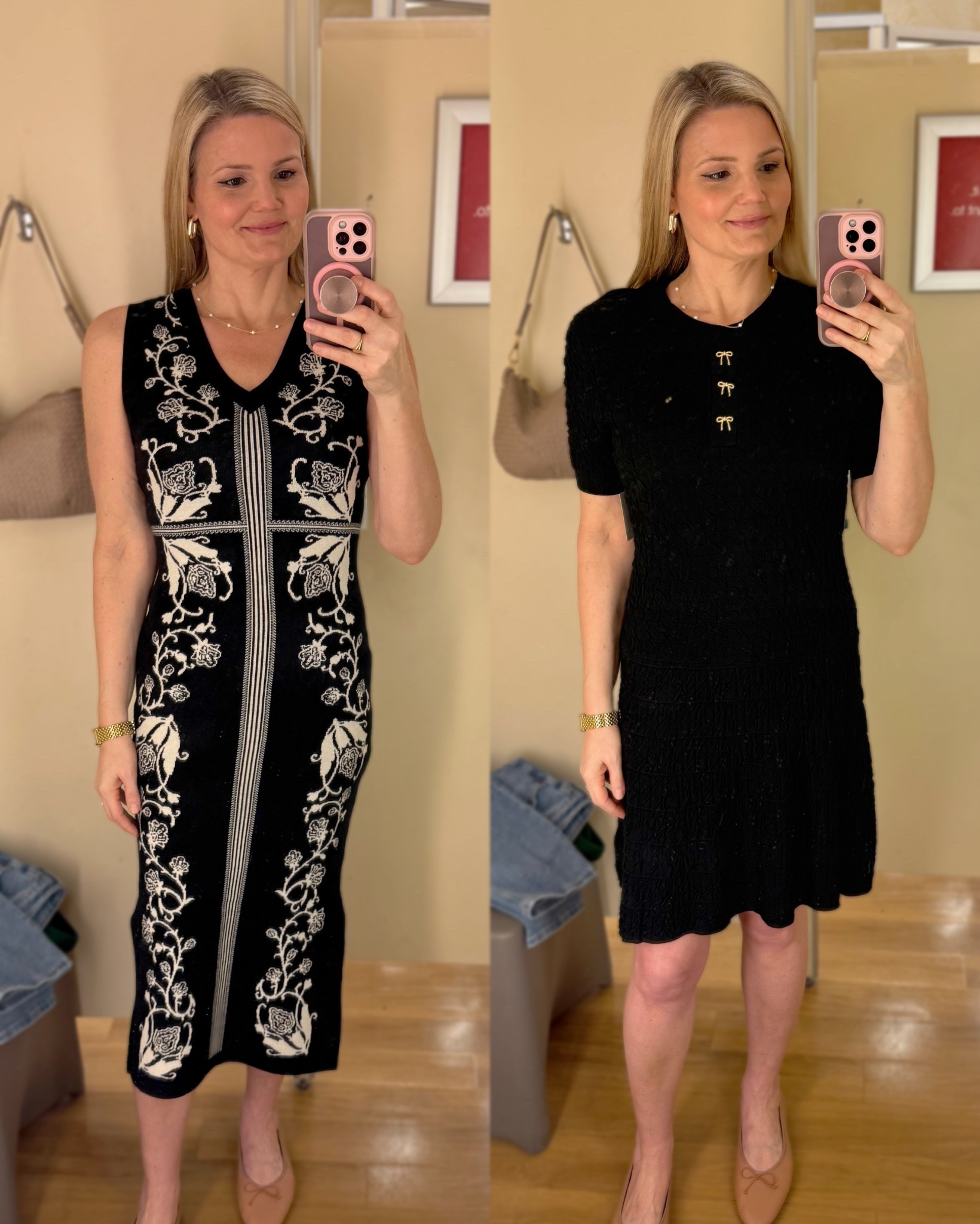 Pretty black dresses from TJ Maxx! Wearing the small in both. 

#LTKFindsUnder50 #LTKOver40 #LTKHoliday