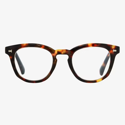 Women's Plastic Round Blue Light Filtering Glasses - Universal Thread™ Brown/Tortoise Print Diopter 2: Reading Eyewear | Target