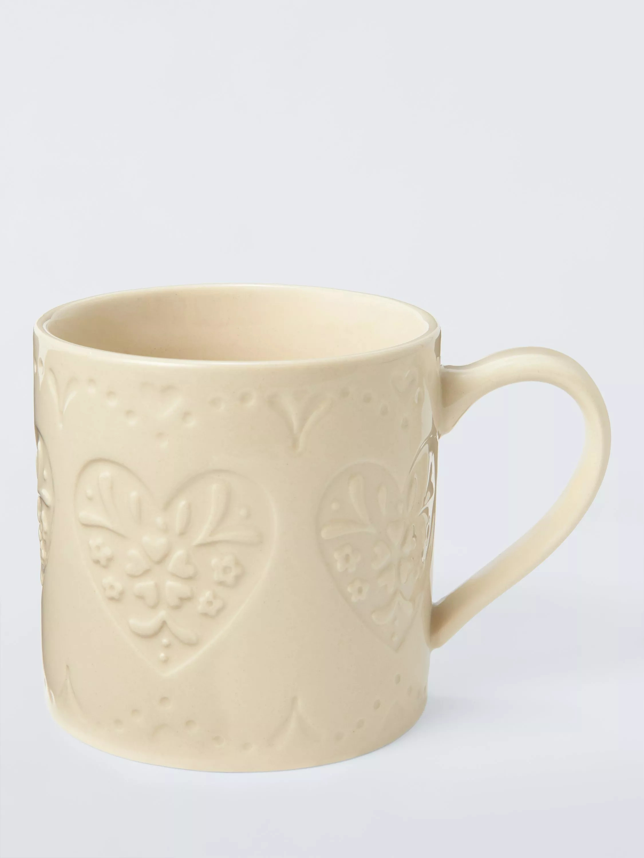 John Lewis Embossed Heart Stoneware Mug, 320ml | John Lewis (UK)