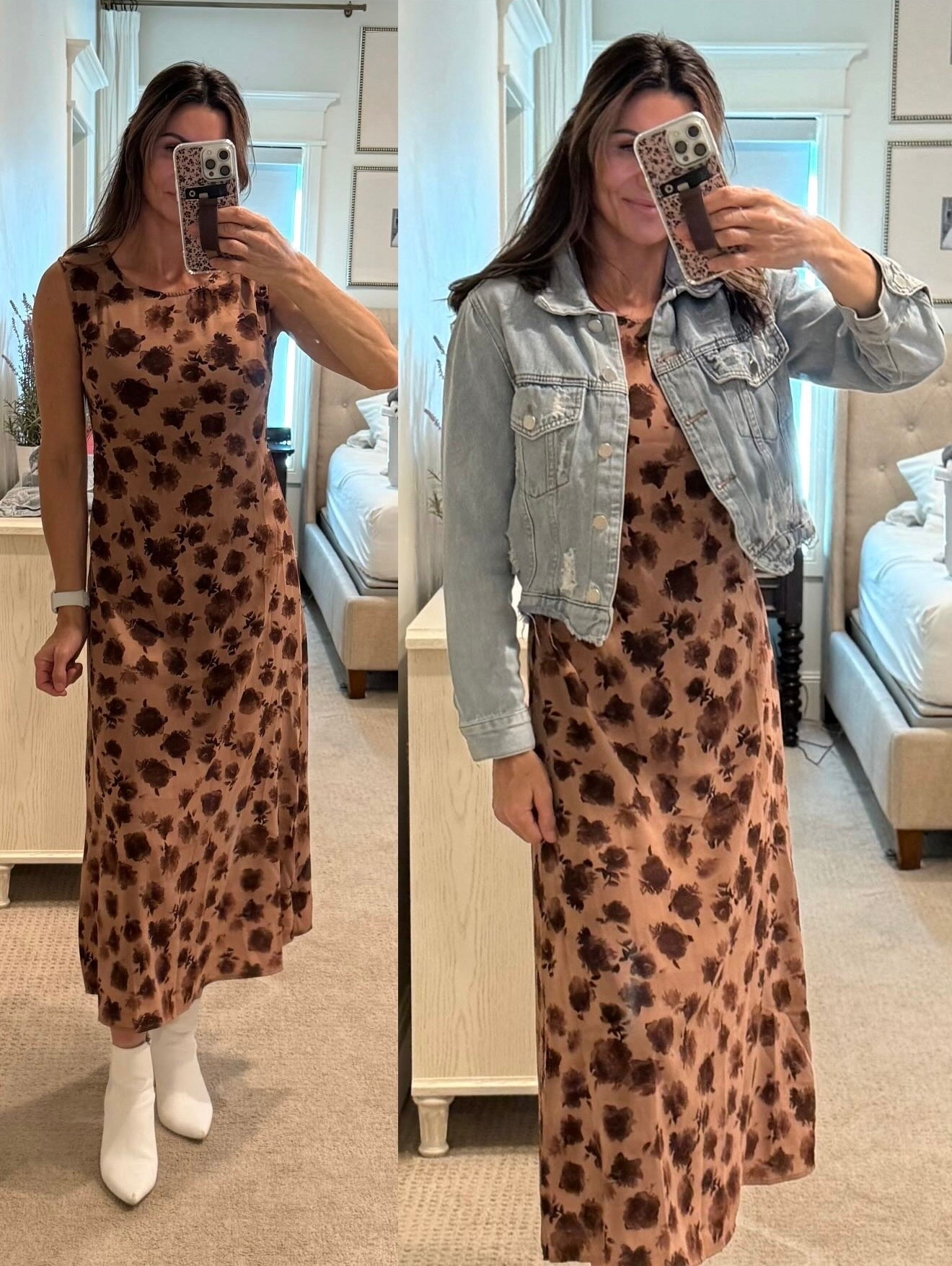 Your new go-to for effortless charm. Featuring a dreamy rose print in a rich mocha mousse hue, this sleeveless beauty lets you twirl through warm days in style. Perfect for turning heads with a gorgeous, playful vibe wherever you go.

Sleeveless
Tie in back
Button closure at back of neck
Fully lined
Self 100% Polyester, Lining: 100% Polyester
Runs true to size. X-Small (00-0), Small (2-4), Medium (6-8), Large (8-10), X-Large (12-14).

I’m 5’5” wearing a size small for reference 

