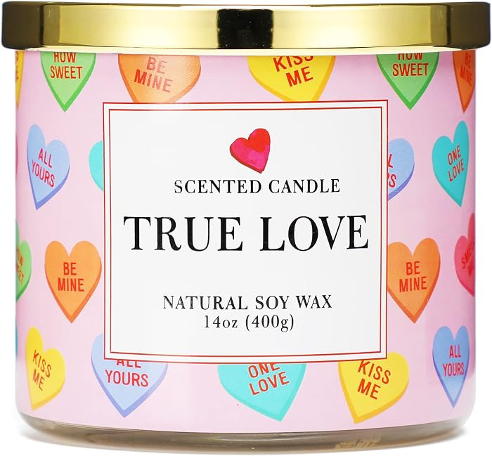 Strawberry Scented Candle, Valentines Day Gift, 3 Wick Large Jar, 14 oz, Valentines Day Candle fo... | Amazon (US)