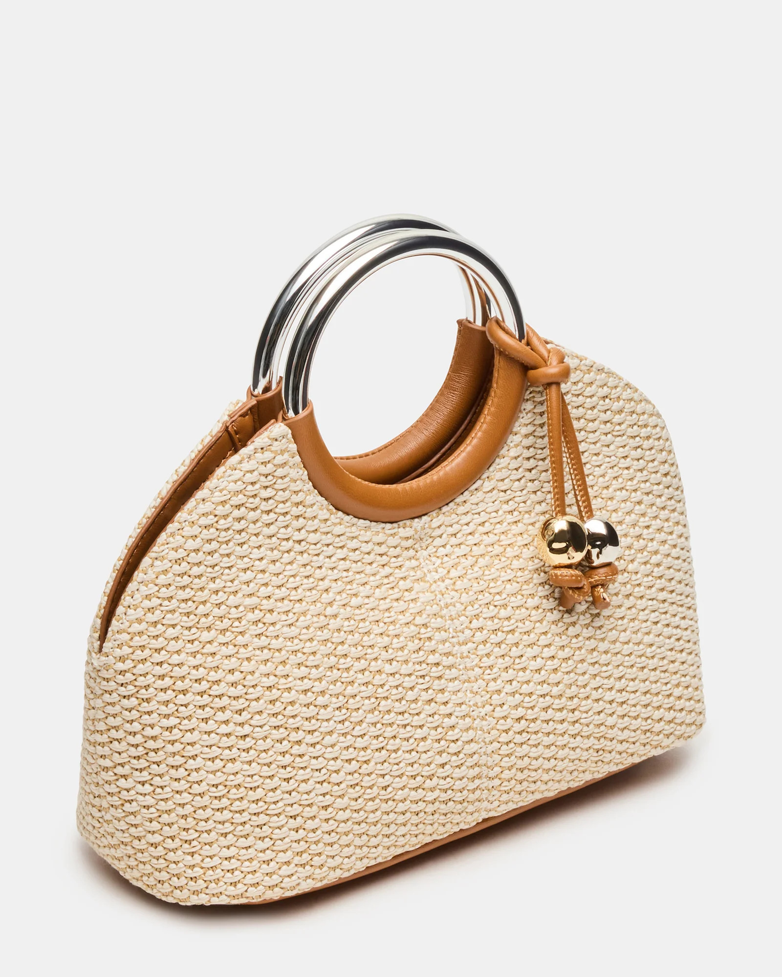 GEENA Straw Bag Light Natural Ring Top-Handle Crossbody Handbag | Steve Madden (US)