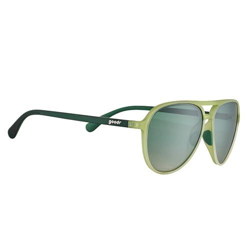 goodr Buzzed On The Tower Polarized Aviator Sunglasses for Men & Women Large Sized (Mach G), Green Solid Frames with Green Gradient Lens, Dark to Light Tint, UV400 Protection, No Slip, No Bounce | Amazon (US)
