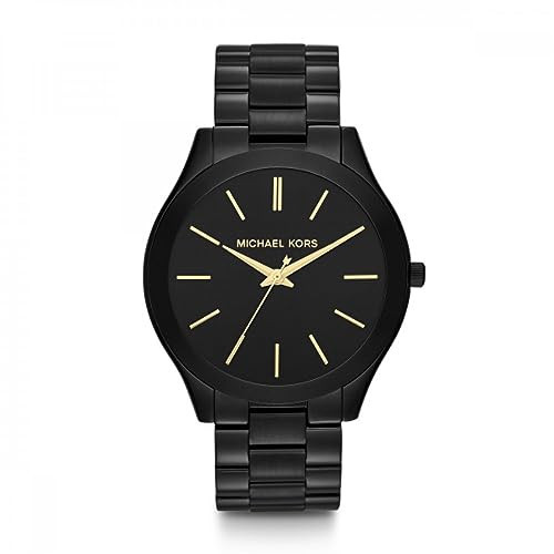 Michael Kors Watch for Women, Slim Runway Three-Hand Black Stainless Steel Women's Watch | Amazon (US)