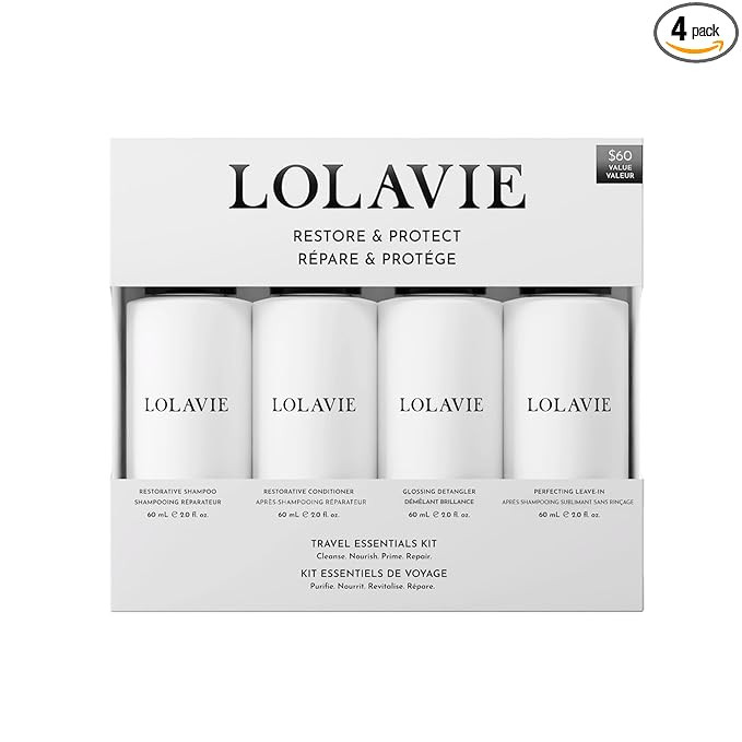 LolaVie Restore & Protect Travel Kit - Includes TSA-Approved Shampoo, Conditioner, Detangler & Le... | Amazon (US)