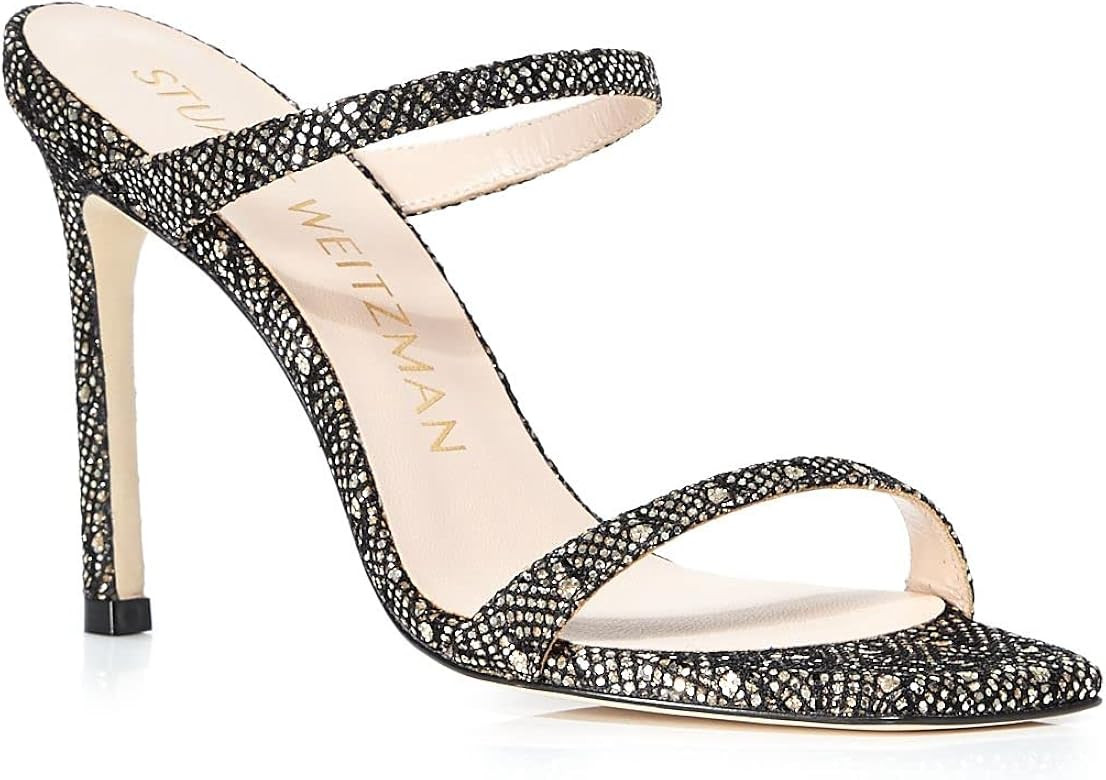 Stuart Weitzman Womens Gold Patterned Padded Strappy Metallic Embellished Aleena Square Toe Stile... | Amazon (US)