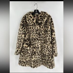 Shrimps Pyrus Paddy lfaux fur leopard print letters pea coat | Poshmark