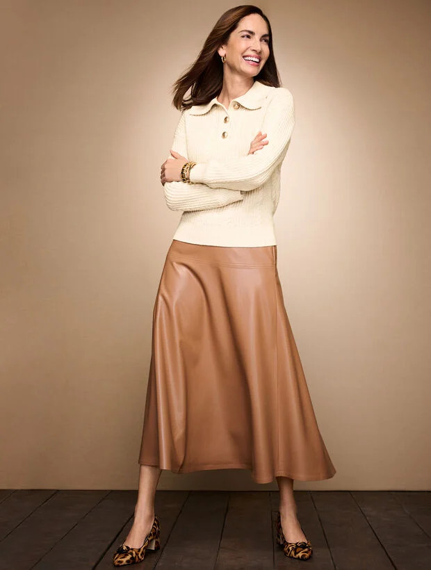 Faux Leather Fit & Flare Skirt | Talbots
