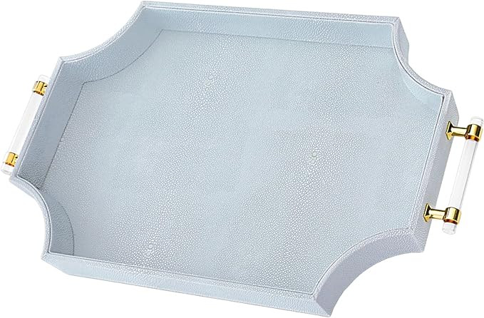 22.6'' × 13'' Coffee Table Tray Shagreen Decorative Tray for Ottoman Home Decor Serving Tray wit... | Amazon (US)