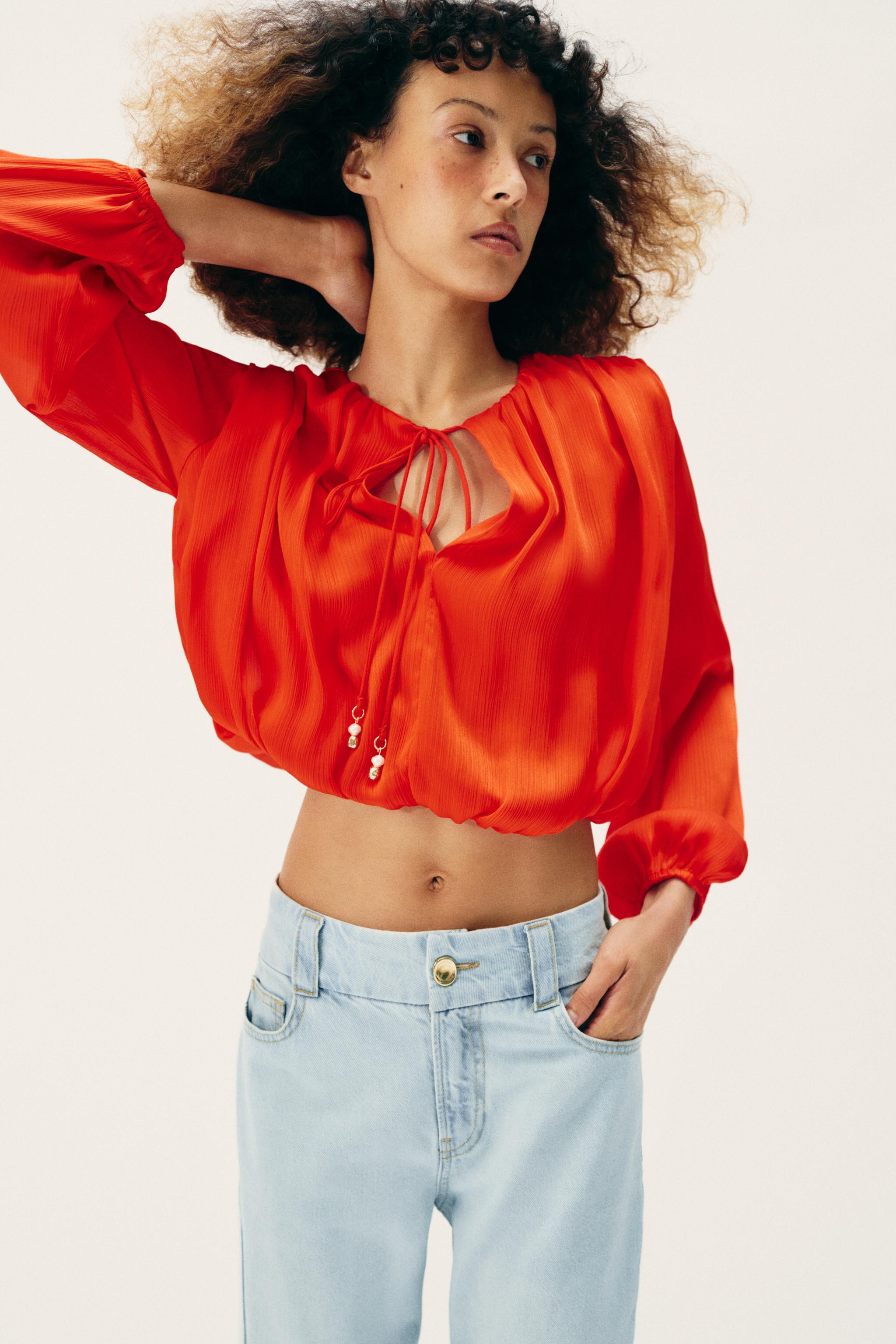 SATIN EFFECT BALLOON BLOUSE | Zara US