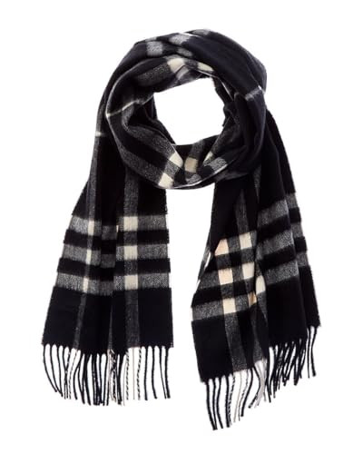 BURBERRY Check Cashmere Scarf, Black | Amazon (US)