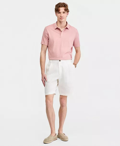 Club Room Men's Linen Pleated Shorts, Macy's Exclusive - Macy's | Macy's