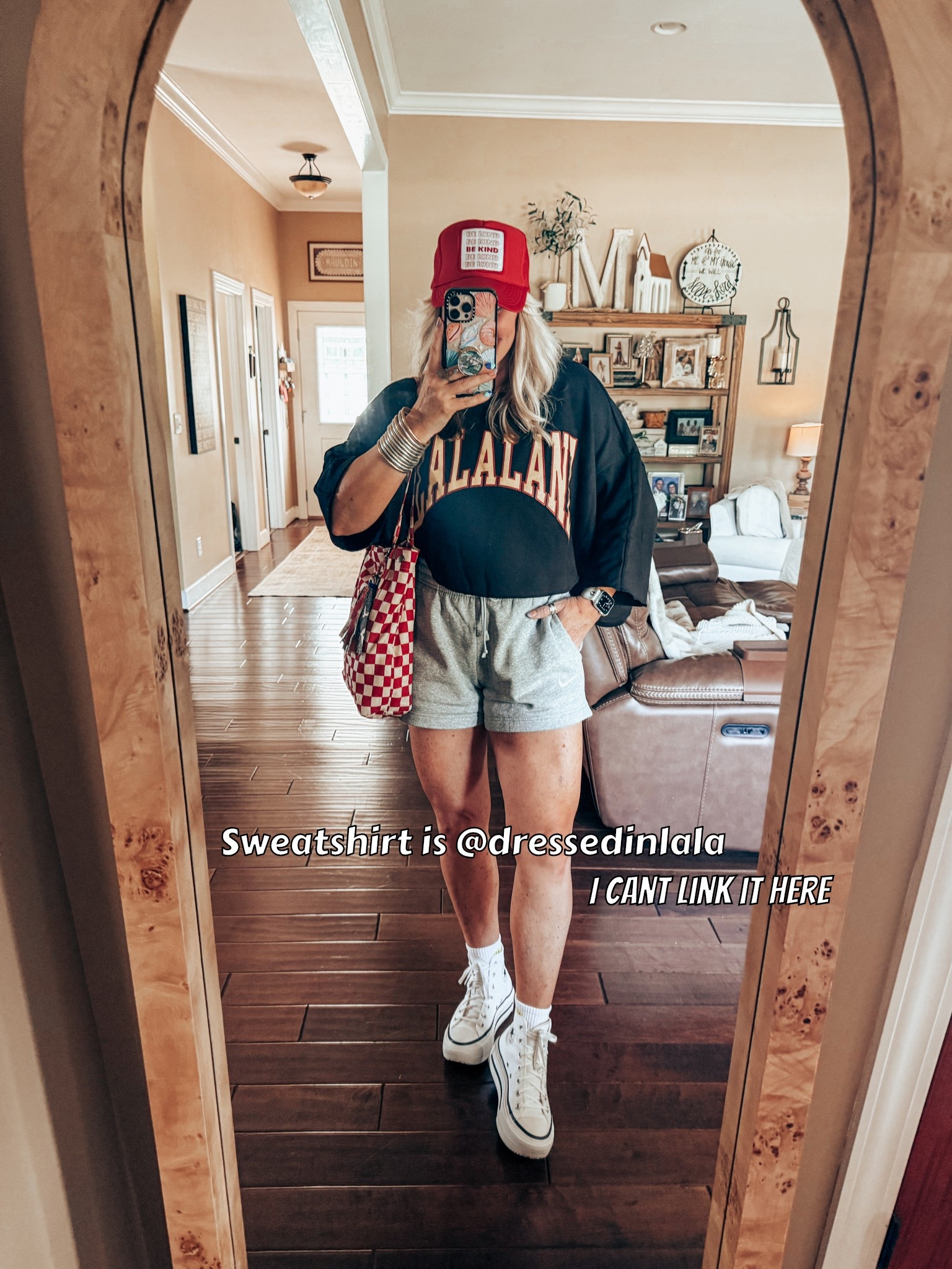 Sweatshirt - S/M & is @dressedinlala (can’t link here) 
Nike shorts - M 
Converse - I sized down 


#LTKOver40 #LTKStyleTip #LTKFindsUnder50