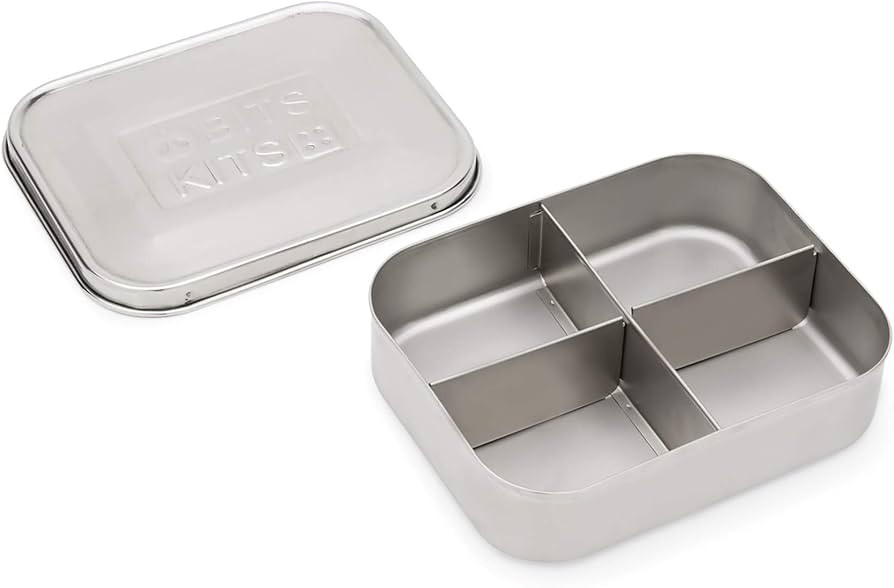 Bits Kits Stainless Steel Bento Box Lunch and Snack Container for Kids and Adults, 4 Sections | Amazon (US)