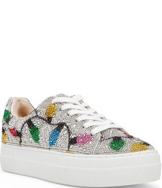 Blue by Betsey Johnson Sidny Holiday Lights Print Rhinestone Platform Sneakers | Dillard's | Dillard's
