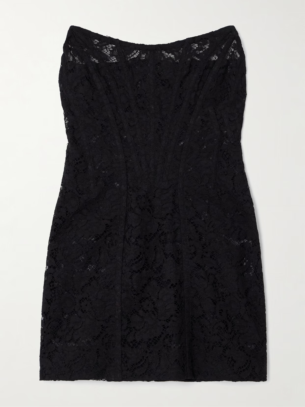 Dolce & Gabbana - Cotton-blend Lace Bustier Mini Dress - Black | NET-A-PORTER (US)