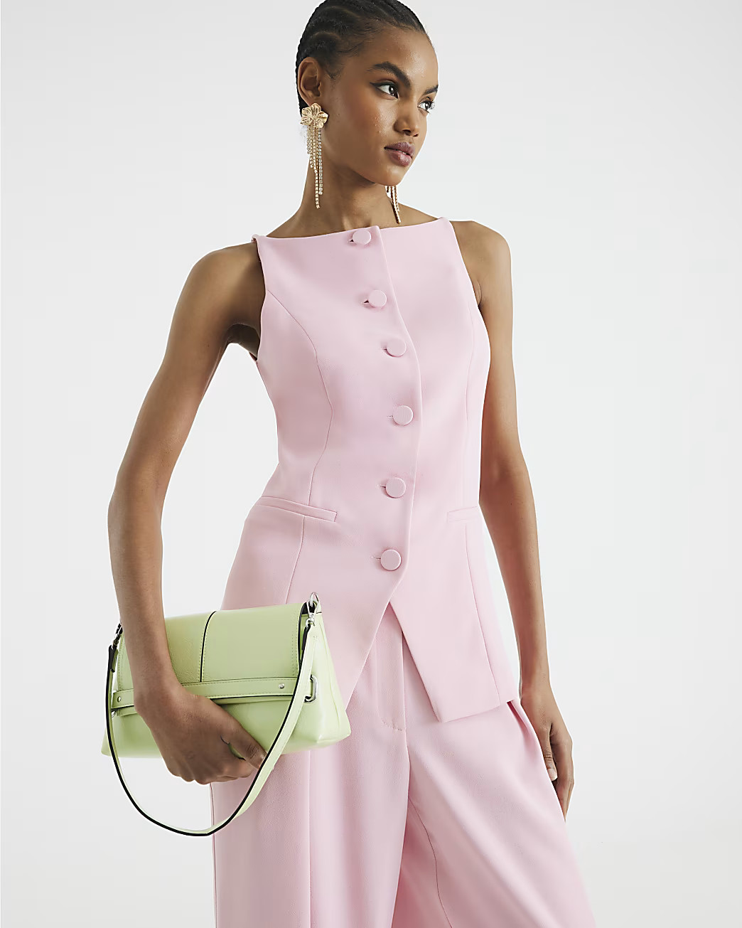 Pink Square Neck Strappy Waistcoat | River Island UK & IE