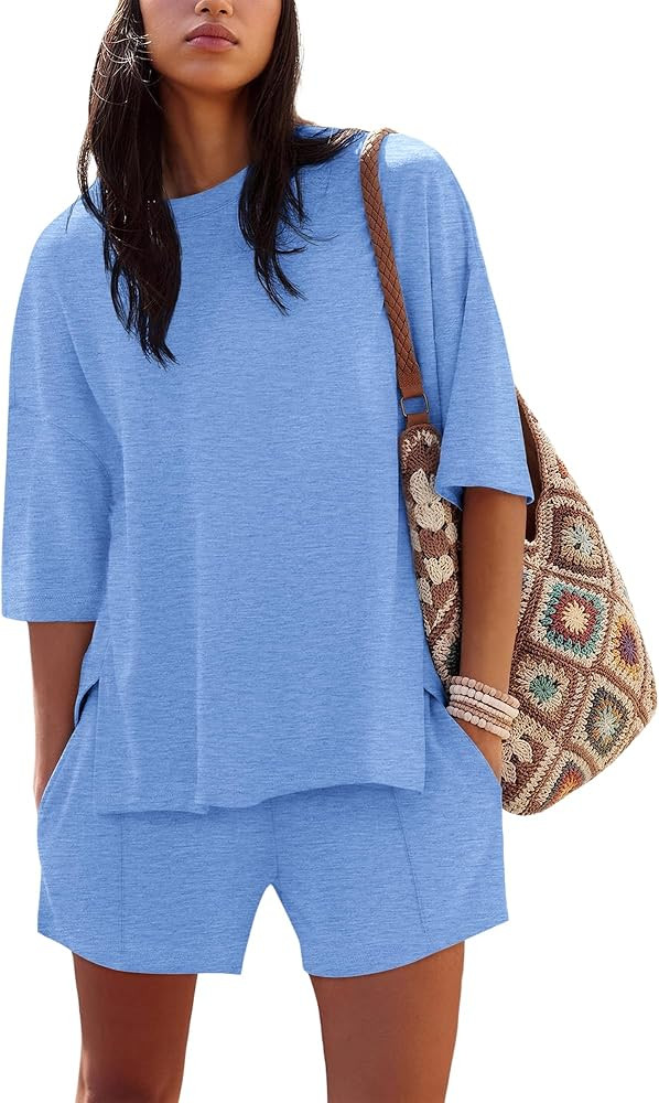 COCCKO Womens Shorts Sets Matching Lounge Two Piece Outfits Summer Cute Casual Vacation Short Sle... | Amazon (US)