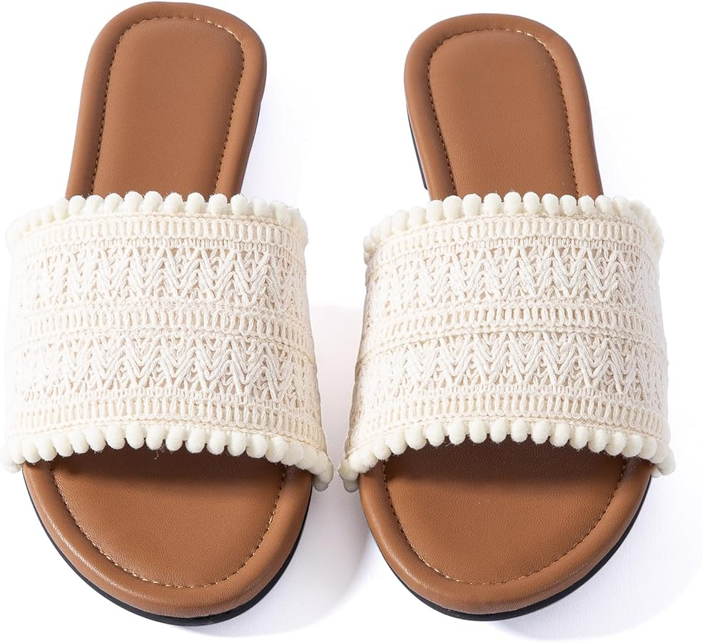 Mtzyoa Women Flat Sandals Braided Leather Nude Summer Dressy Fashion Evening Party Wedding Sandal... | Amazon (US)