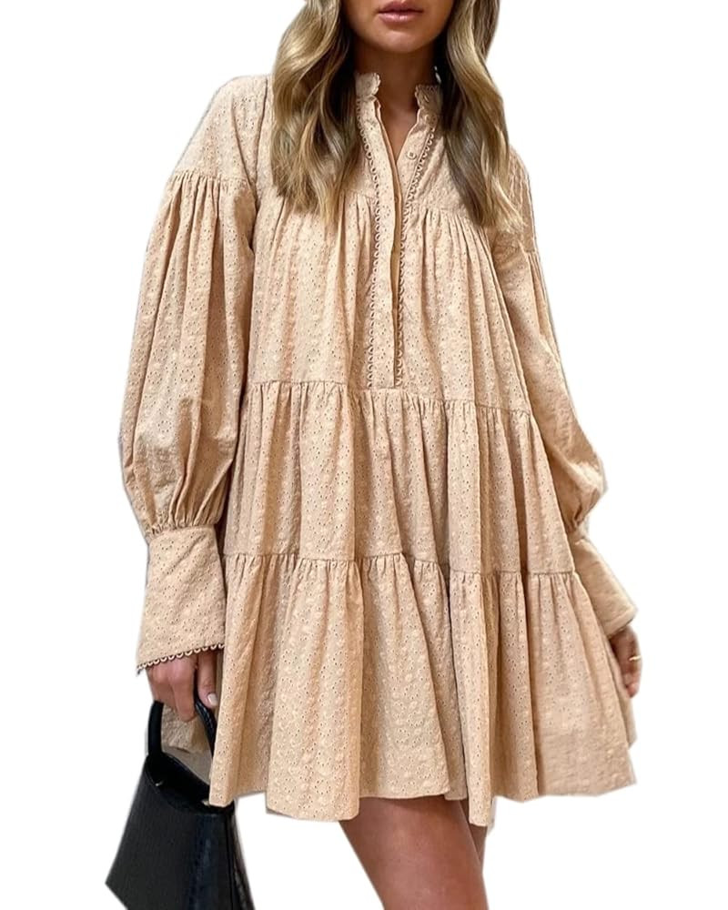 Roiii Women's Casual Long Sleeve Dress Sundress Swing Dress Tunic Dress Button Down Loose Flowy S... | Amazon (US)