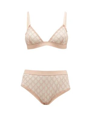 GG-jacquard tulle bra and high-rise briefs | Matches (UK)