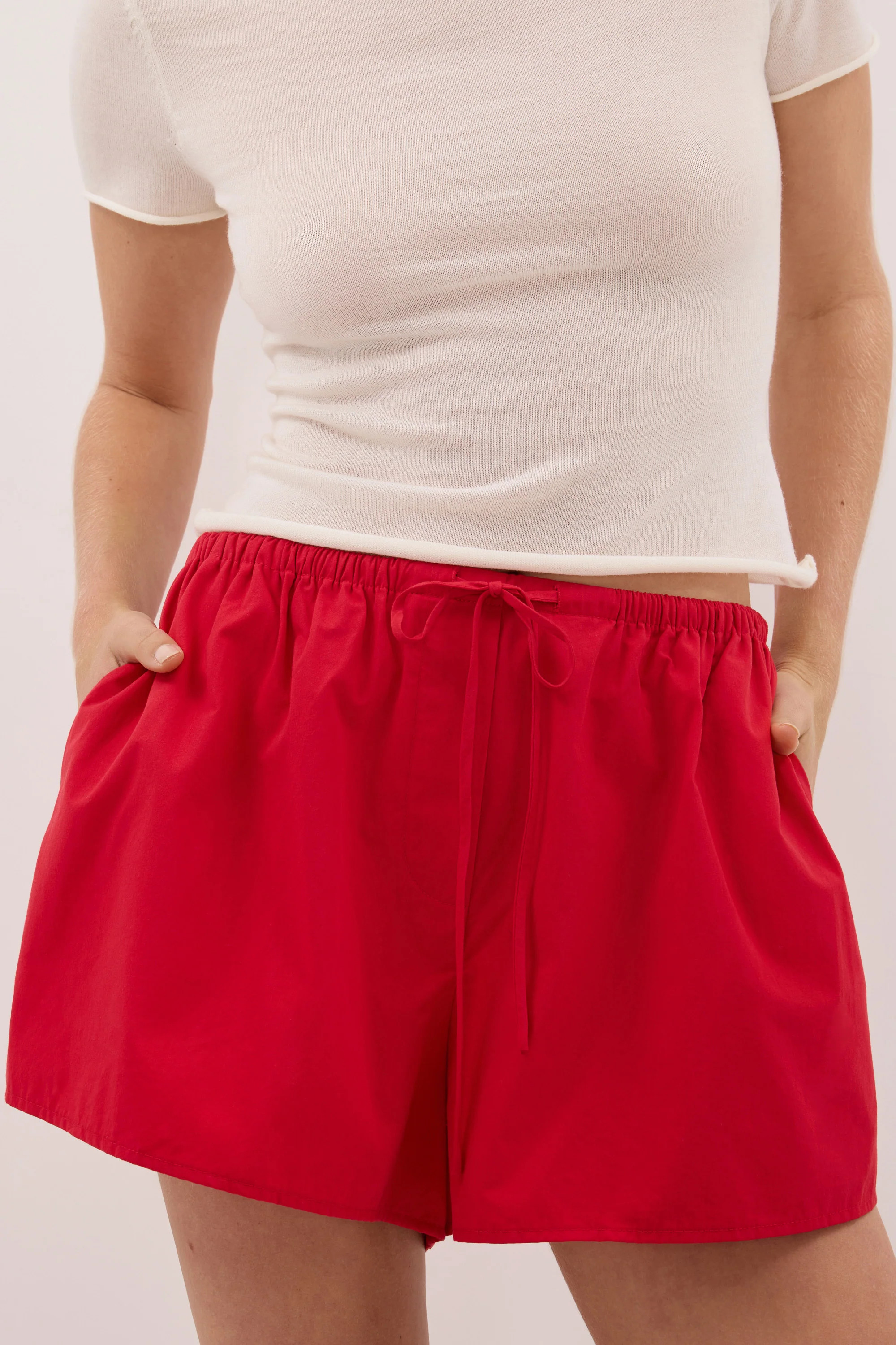 INA RED LIGHTWEIGHT POPLIN SHORT | DISSH