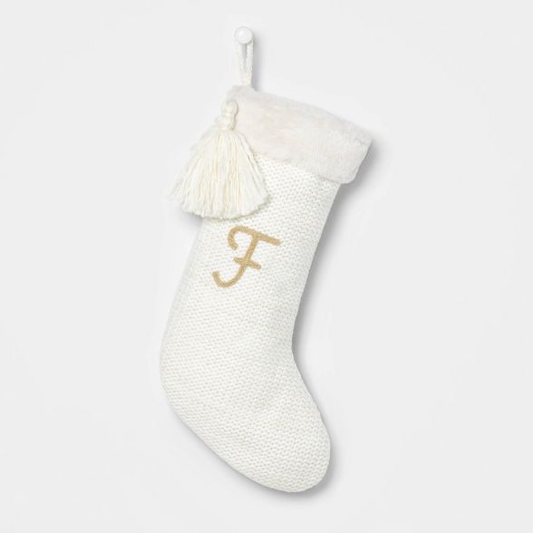 Luxe Knit Monogram Christmas Stocking White/Gold - Wondershop™ | Target