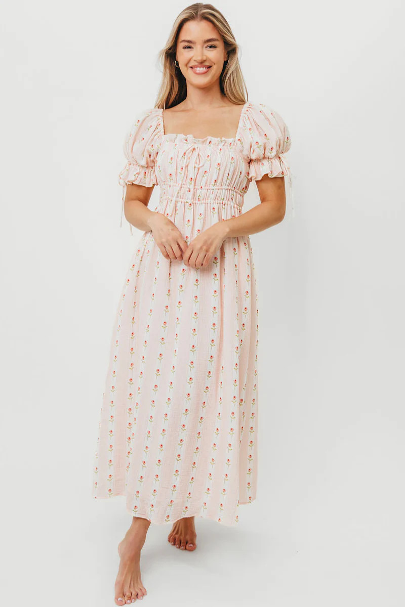 Savanna Steppe 100% Cotton Dress in Pink Rose - Bump Friendly & Inclus | Worth Collective