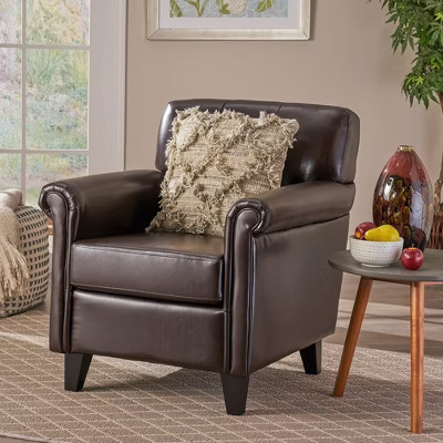 Bonded Leather Tufted Fully Padded Club Chair with Compact Design for Small Spaces for Living Room | Target