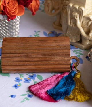 x Kimberly Whitman Acadia Wood Tassel Clutch | Dillards