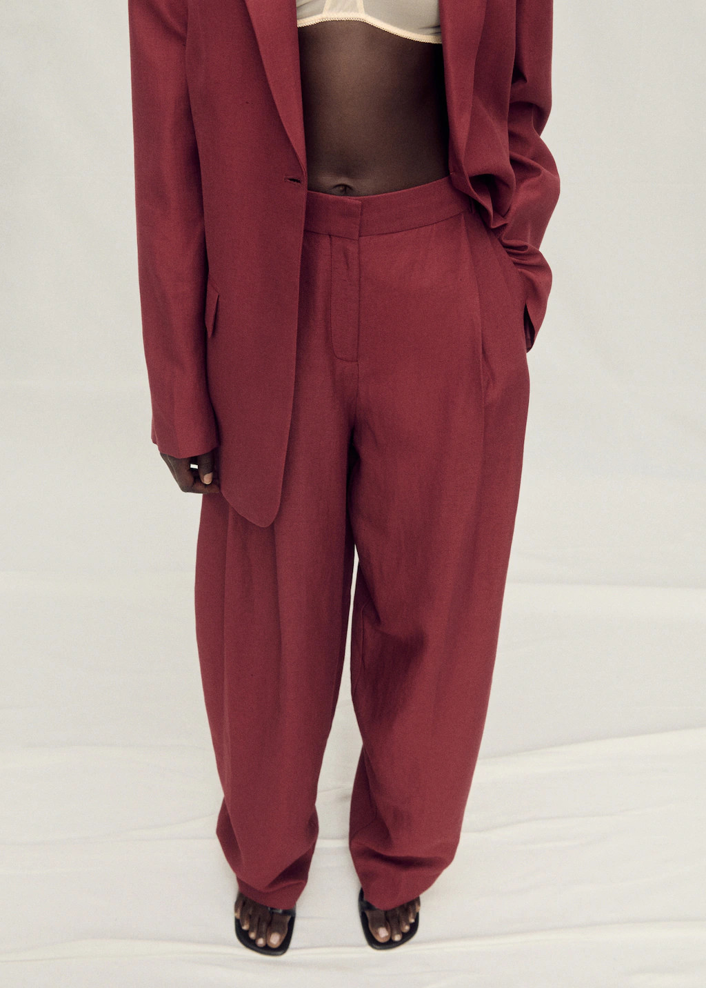 Wide-leg linen-blend suit trousers - Women | MANGO USA | Mango (US/MX/AU)