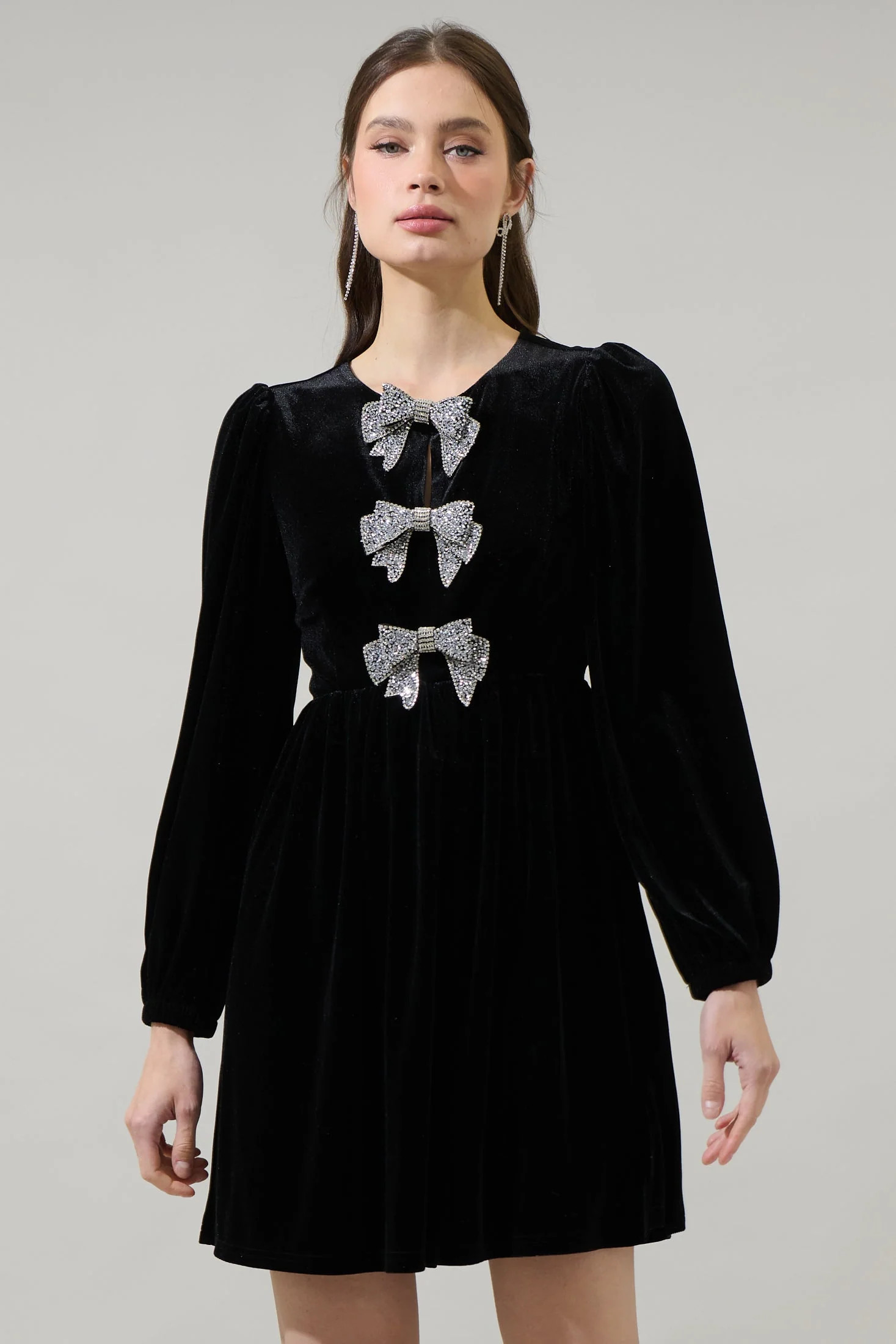 Glow Bow Velvet Dress | Sugarlips