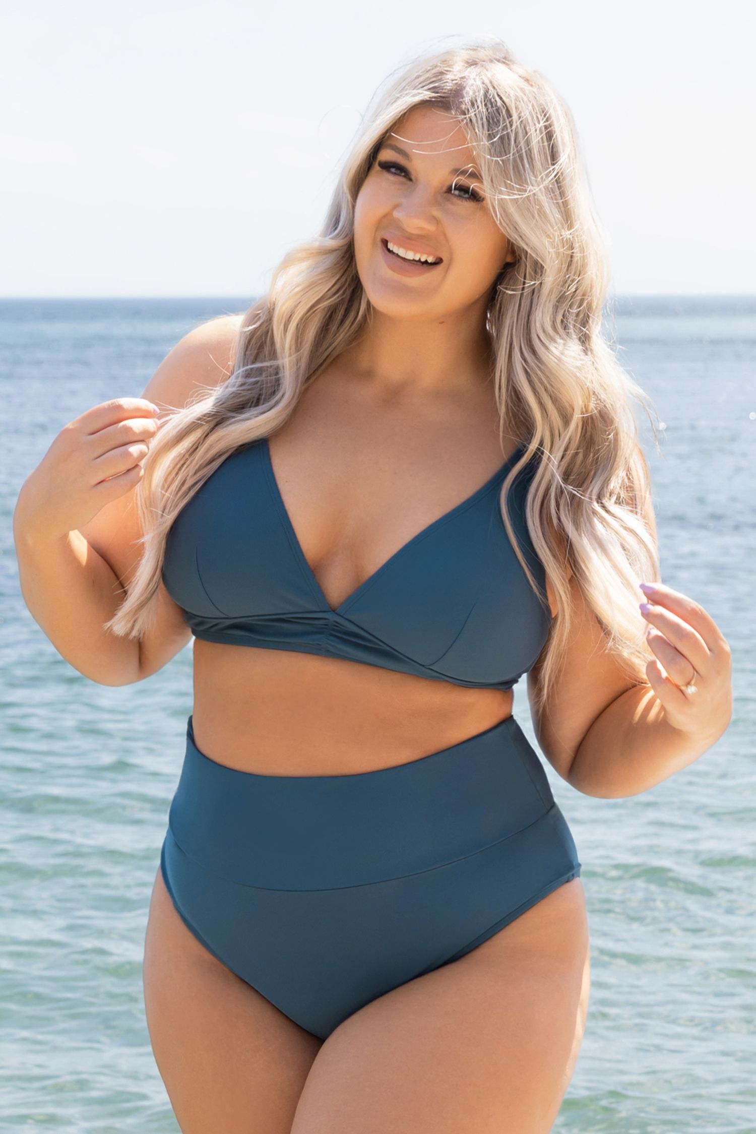 Release Happiness Blue Ruched Bralette & Banded High Waist Bikini SetMix & Match Sizing | Cupshe US