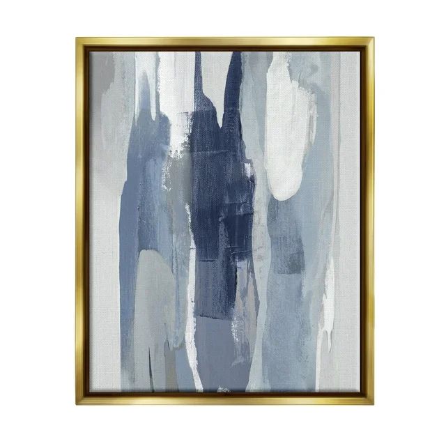 Stupell Industries Layers of Blue and White Abstract Movements Metallic Gold Framed Floating Canv... | Walmart (US)