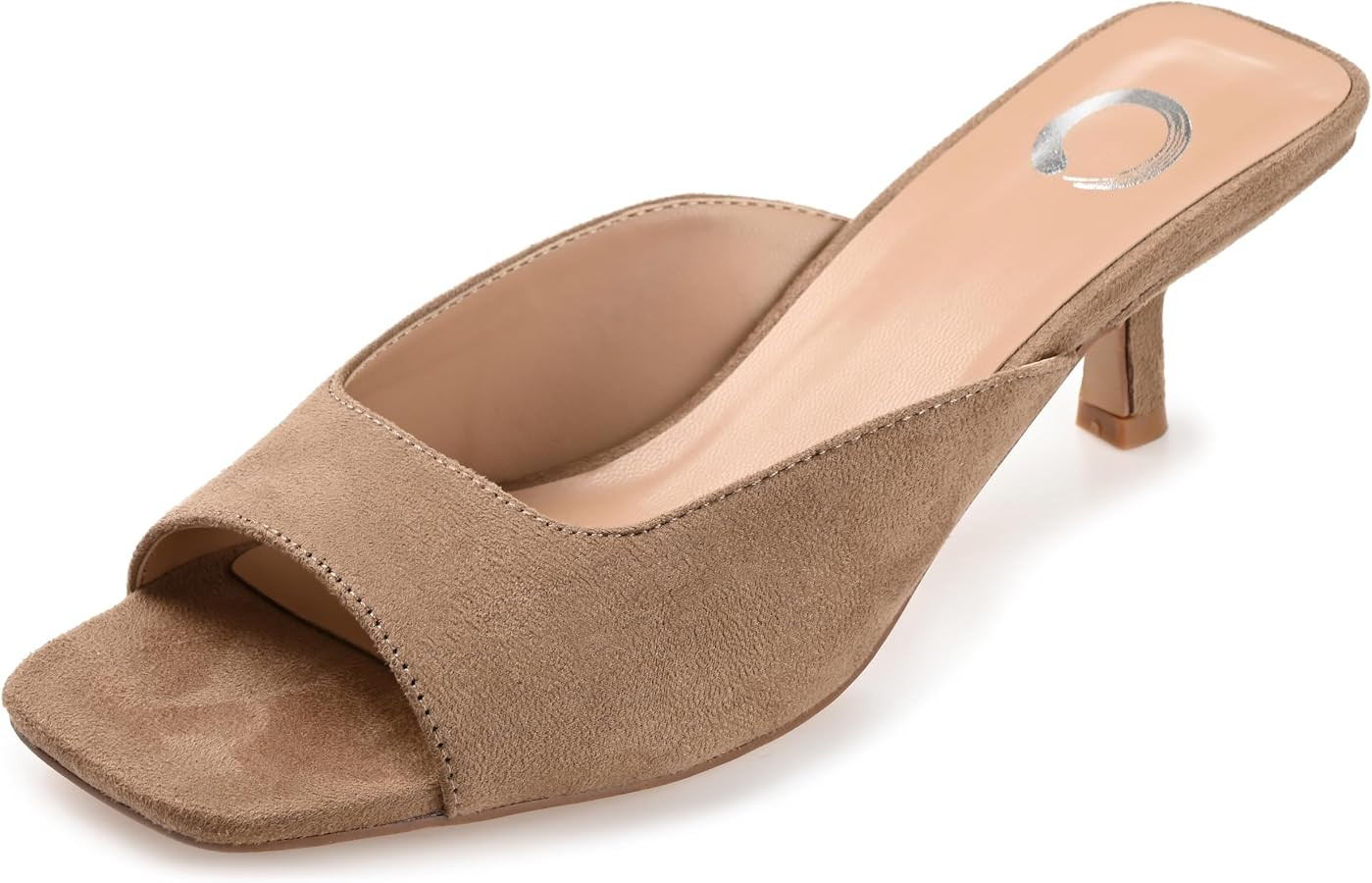 Journee Square Open Toe Kitten Heel Pump for Women - Larna Slip-On Heeled Fashion Sandal | Amazon (US)