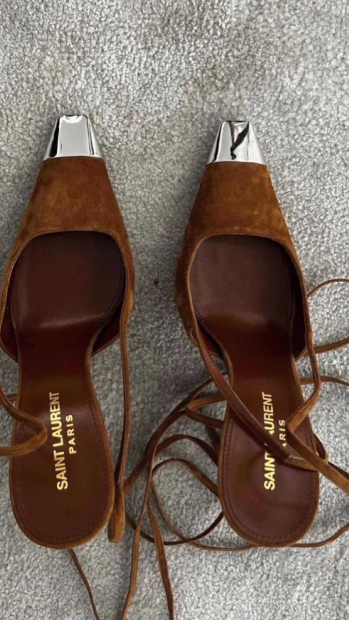 Saint Laurent. Brown suede heels  

#LTKGiftGuide