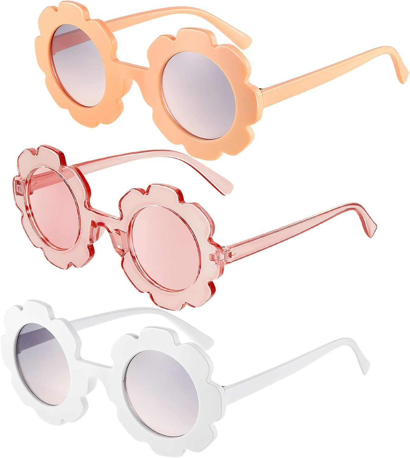3 Pieces Kids Flower Sunglasses Toddler Girls Round Flower Glasses Baby Cute Sunglasses Outdoor B... | Amazon (US)