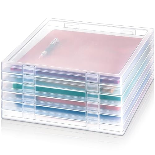 Kosiz 6 Pcs 12 x 12 Inch Paper Storage Case Plastic Scrapbook Storage Box Portable Transparent Or... | Amazon (US)